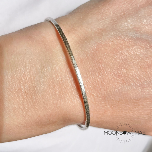 2mm Hammered Sterling Silver Bangle
